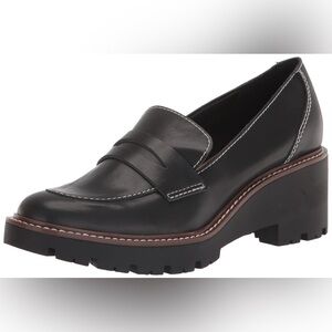 Blondo Black Leather Lug Sole Penny Loafers